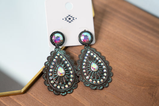 Crystal Patina Dangle Earrings