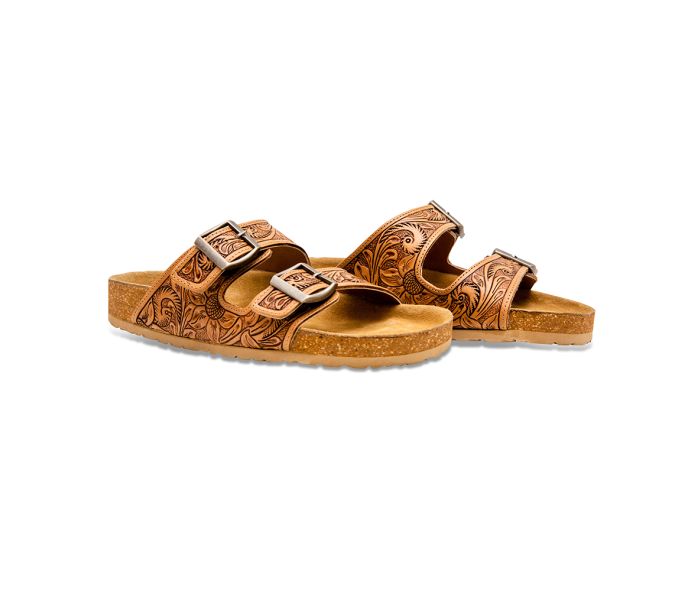 The Prairie Flower Hand Tooled Sandals