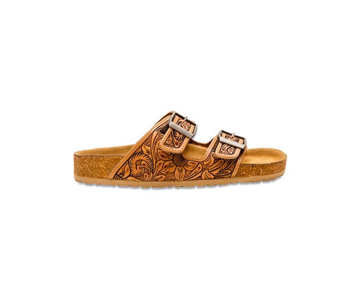 The Prairie Flower Hand Tooled Sandals