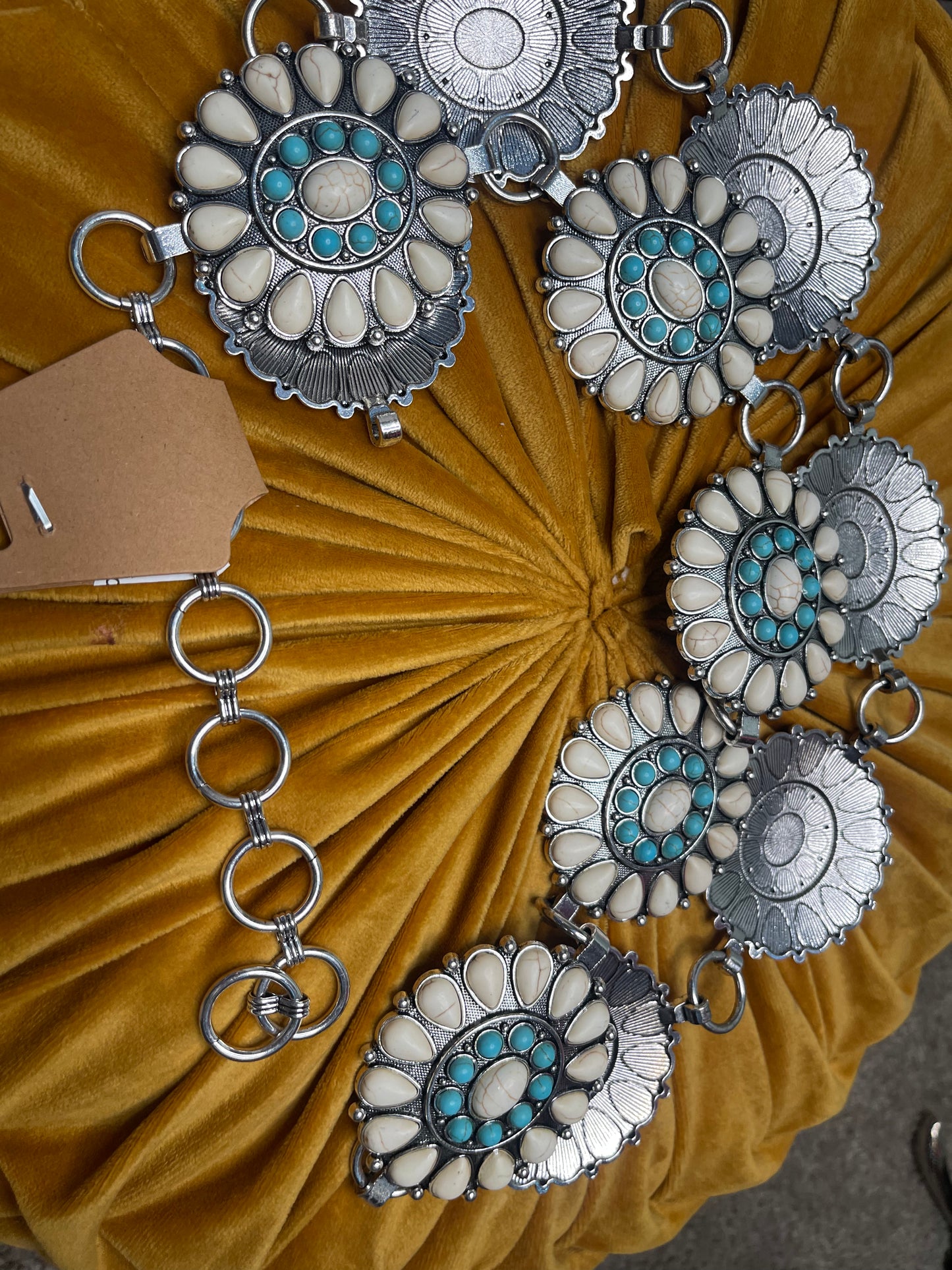 White & Turquoise Concho Belt