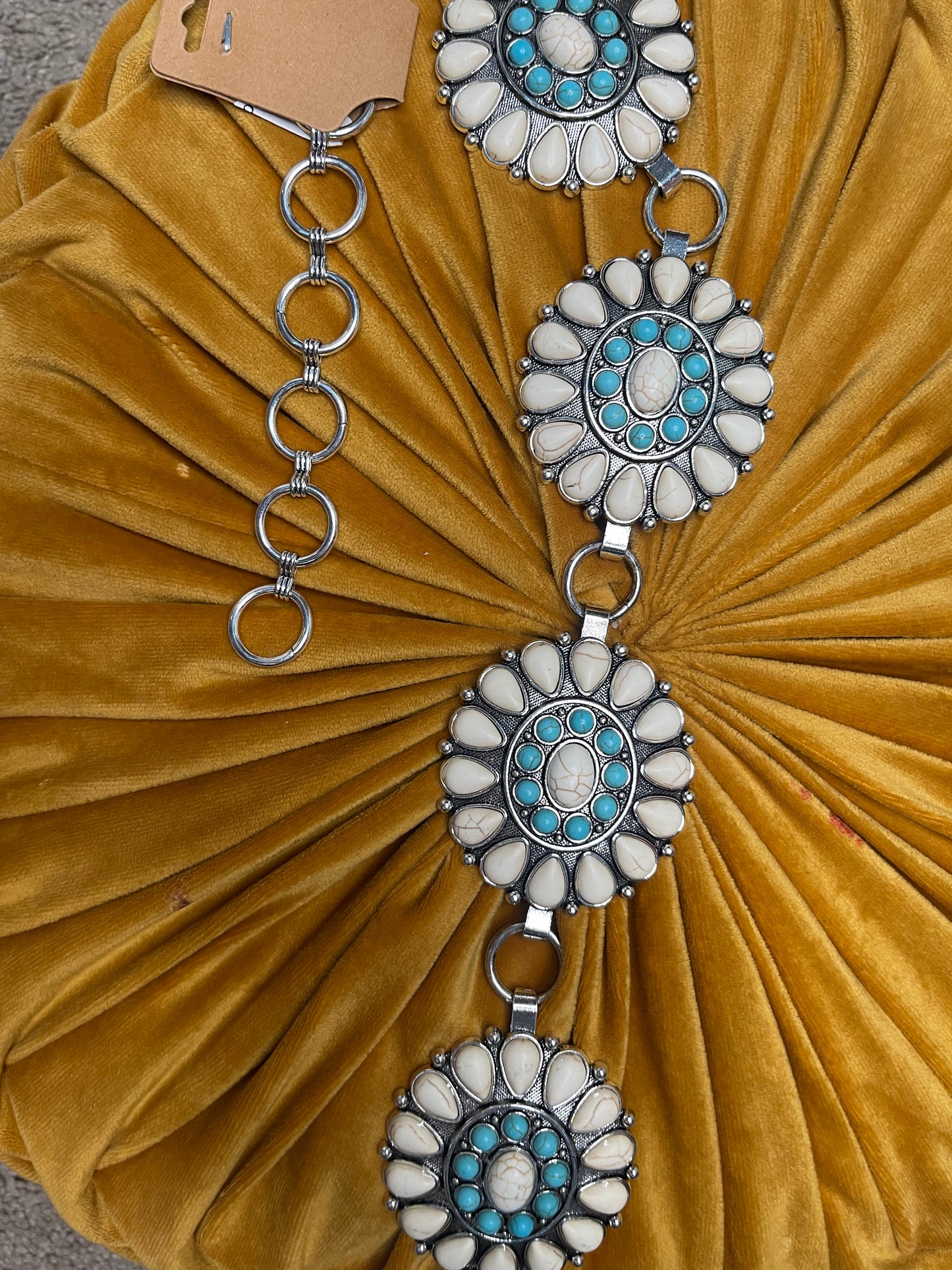 White & Turquoise Concho Belt