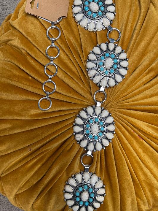 White & Turquoise Concho Belt