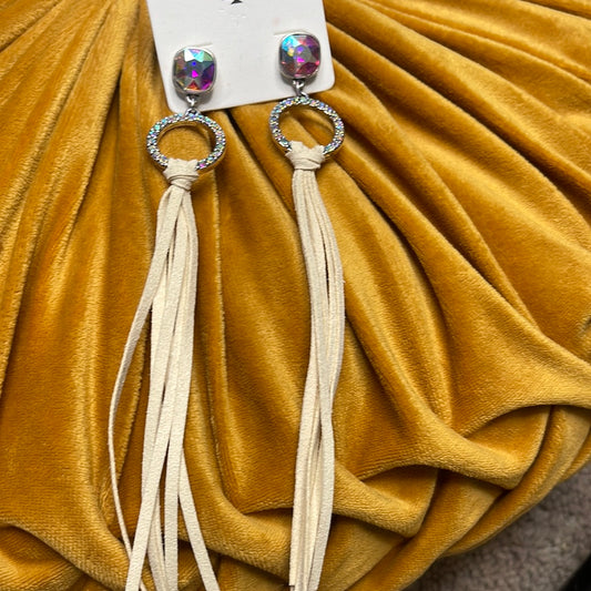 Crystal Fringe Earrings Ivory