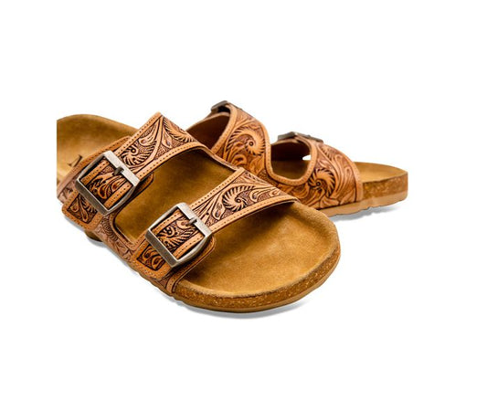 The Prairie Flower Hand Tooled Sandals