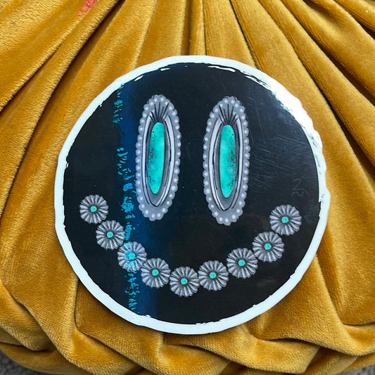 Turquoise Smiley Face Sticker
